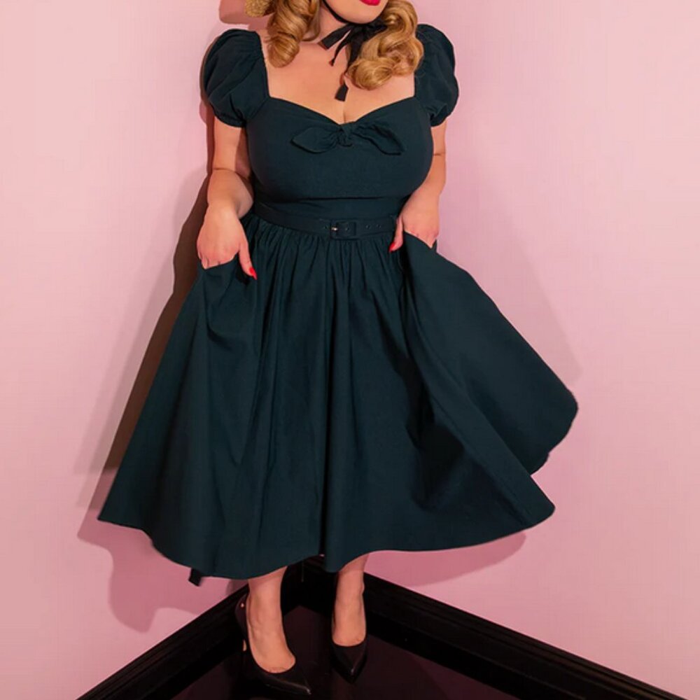 Micheline Pitt Vixen Swing Dress in Green 2x
